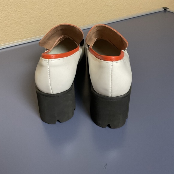 Unbranded Womens size‎ 37 White Orange Thick Chained Small Heel Loafer Shoes - Picture 4 of 8